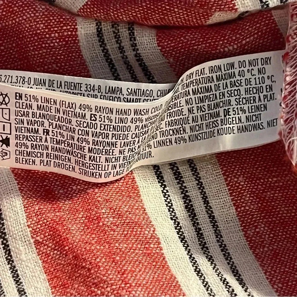 Forever 21 Mini Dress Sz medium Linen blend striped spaghetti straps $5 - Picture 5 of 5